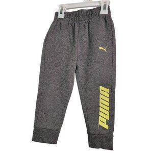 Puma Toddler Jogger Sweatpants Gray & Yellow Logo Size 2T Used